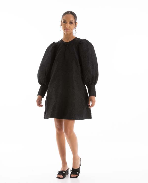Ganni Jacquard A Shaped Mini Dress - Black | Garmentory
