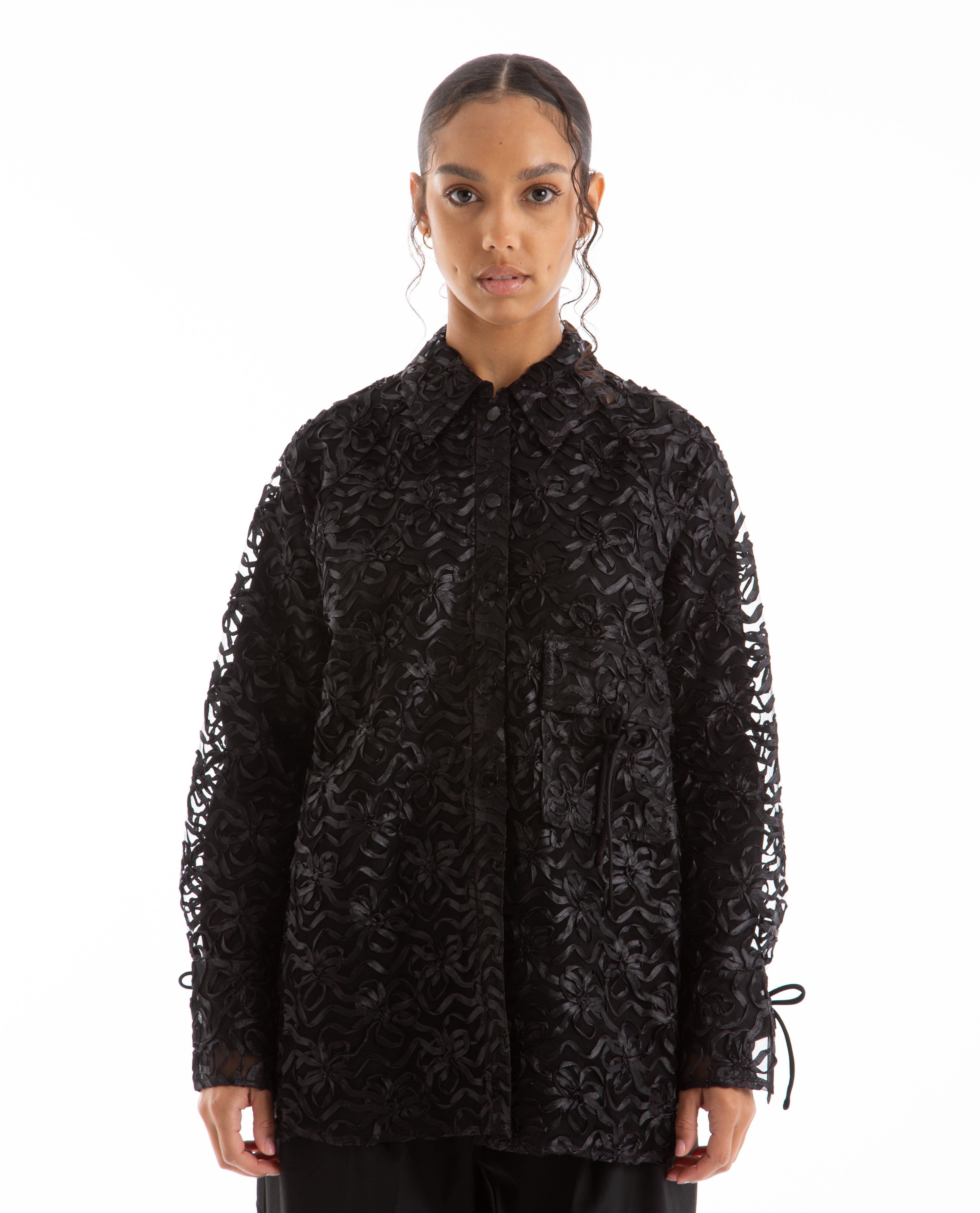 Ganni Shirt Ribbon Tulle Raglan | WAKAKUU