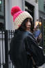 mischa lampert - candy | buttermilk color block beanie + coral xl pom - Thumbnail 1