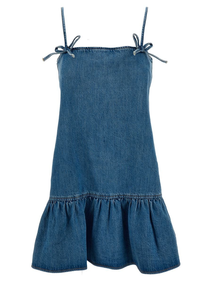 【Ganni】 Ruffled denim minidress Ruffled denim minidress in blue - Ganni | Mytheresa