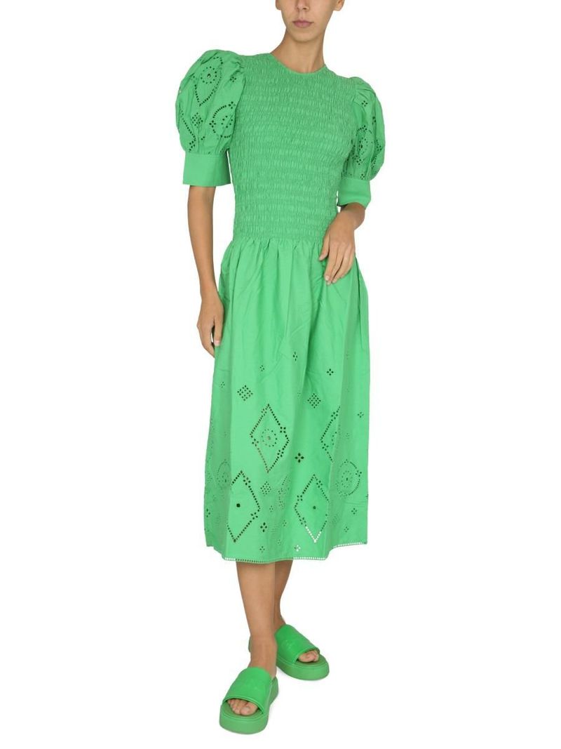 ganni embroidered dress GANNI Embroidered Denim Dress | Blue