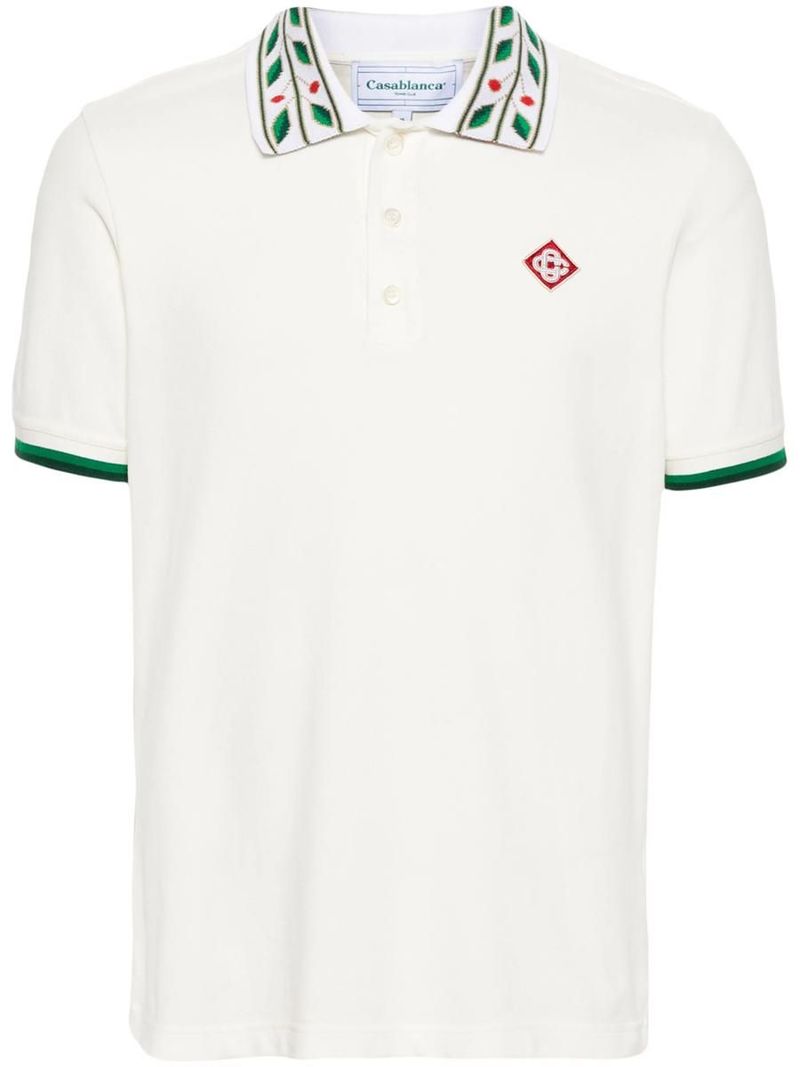 Tシャツ・カットソー Casablanca FW25 CLASSIC LAUREL POLO (MPF25JTP24302 NAVY) Casablanca Classic Laurel Pique Polo - White - MPS24-JTP-002