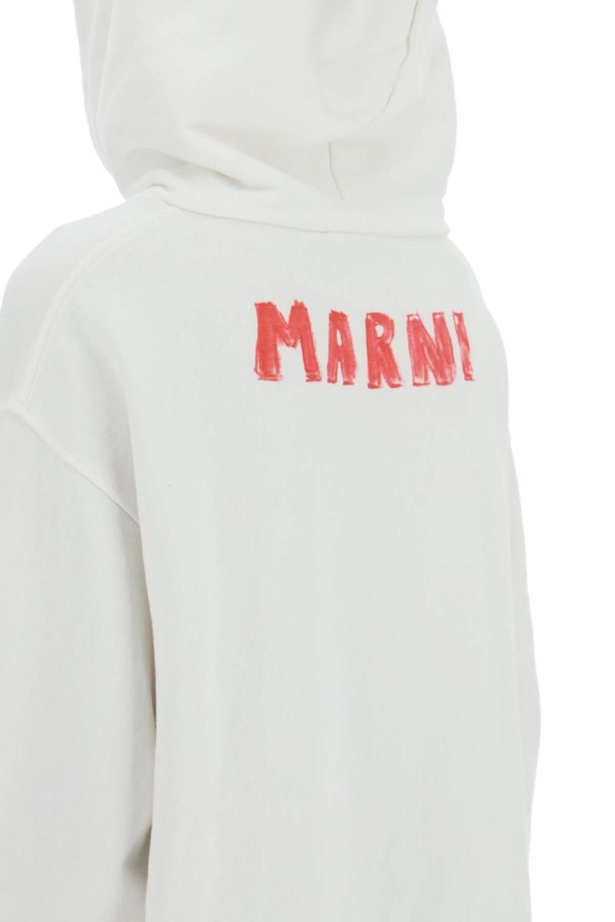 トップス Marni Logo Printed Cropped Hoodie Marni Logo Cotton Cropped Hoodie - Black | Garmentory