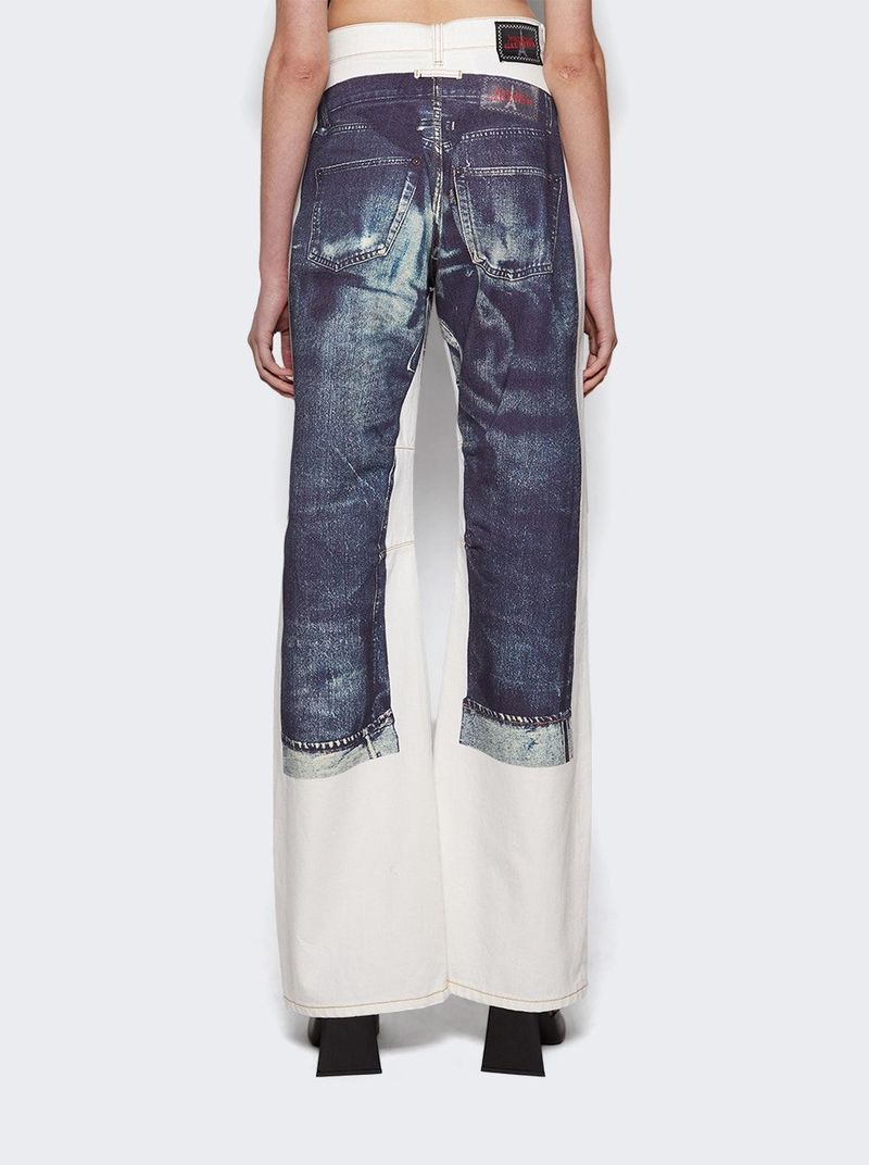 Jean Paul Gaultier Printed Trompe L'oeil Jeans - WHITE/BLUE