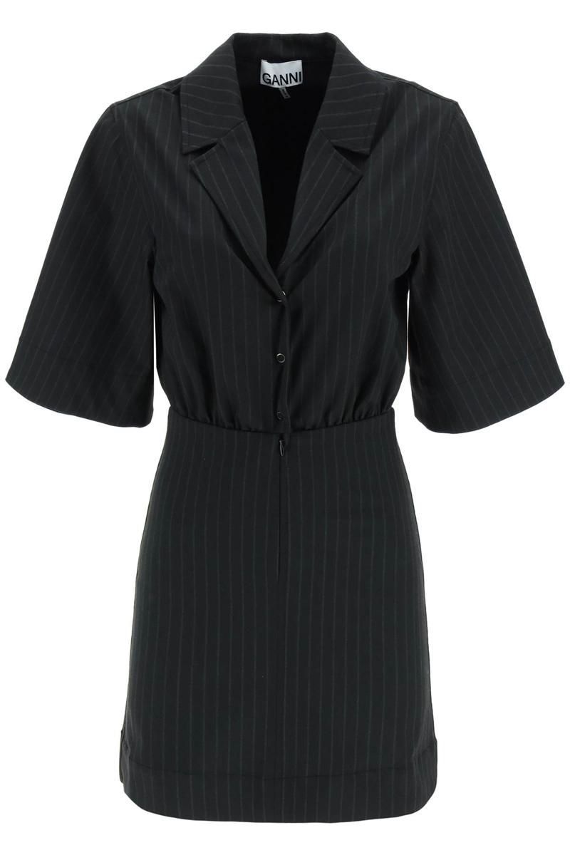 knee length dresses for ladies Stripe Big Collar Mini Shirt Dress main image 1