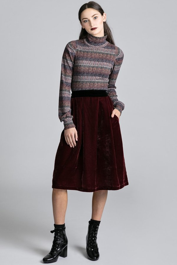 Allison Wonderland Cross Skirt - Burgundy Velvet