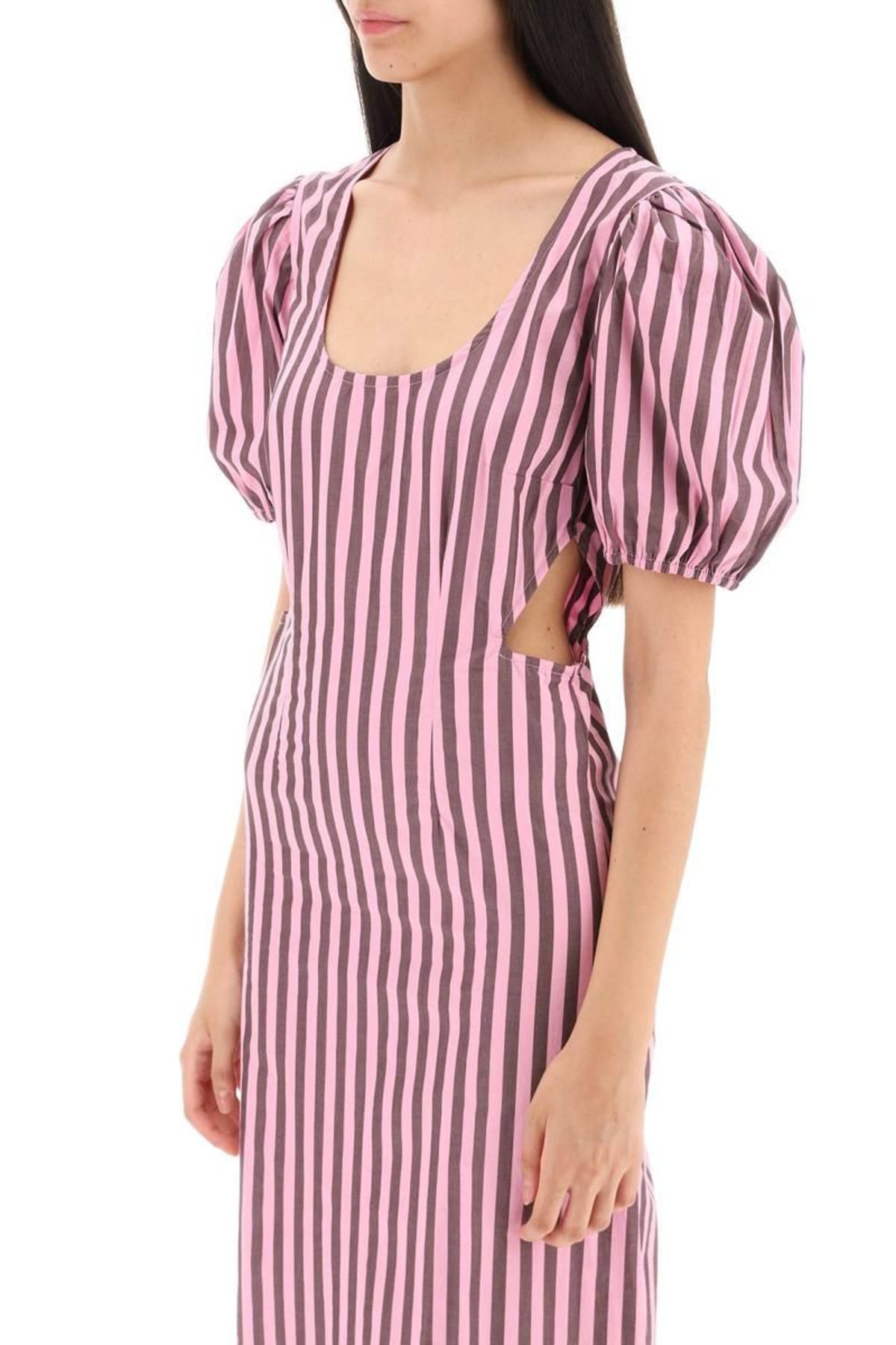 Ganni striped maxi dress with cut-outs | Garmentory