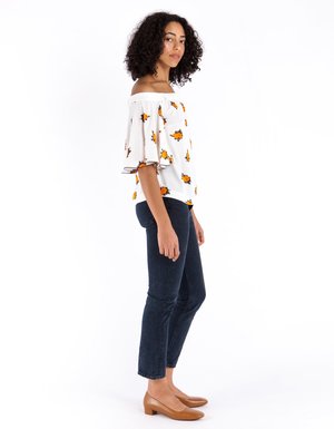 Ganni Roseburg Crepe Off Shoulder Top Ganni Roseburg Crepe Off Shoulder Top