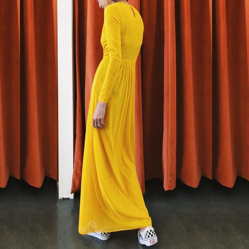 chinese dress ladies Montsand Gold Draped Maxi Dress