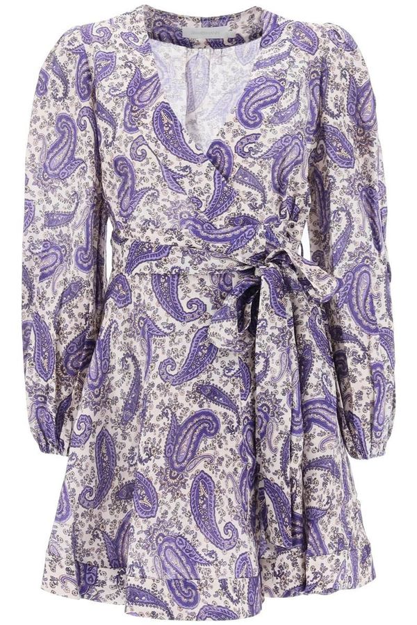 knee length dresses for ladies ZIMMERMANN Peggy paisley-print tie-front linen dress – Uberchique