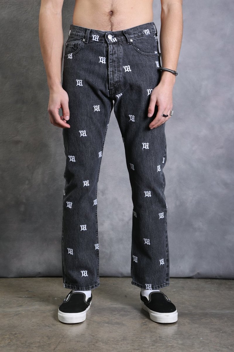 パンツ Misbhv denim Misbhv Monogram Denim Carpenter Trousers In Pale Blue | ModeSens