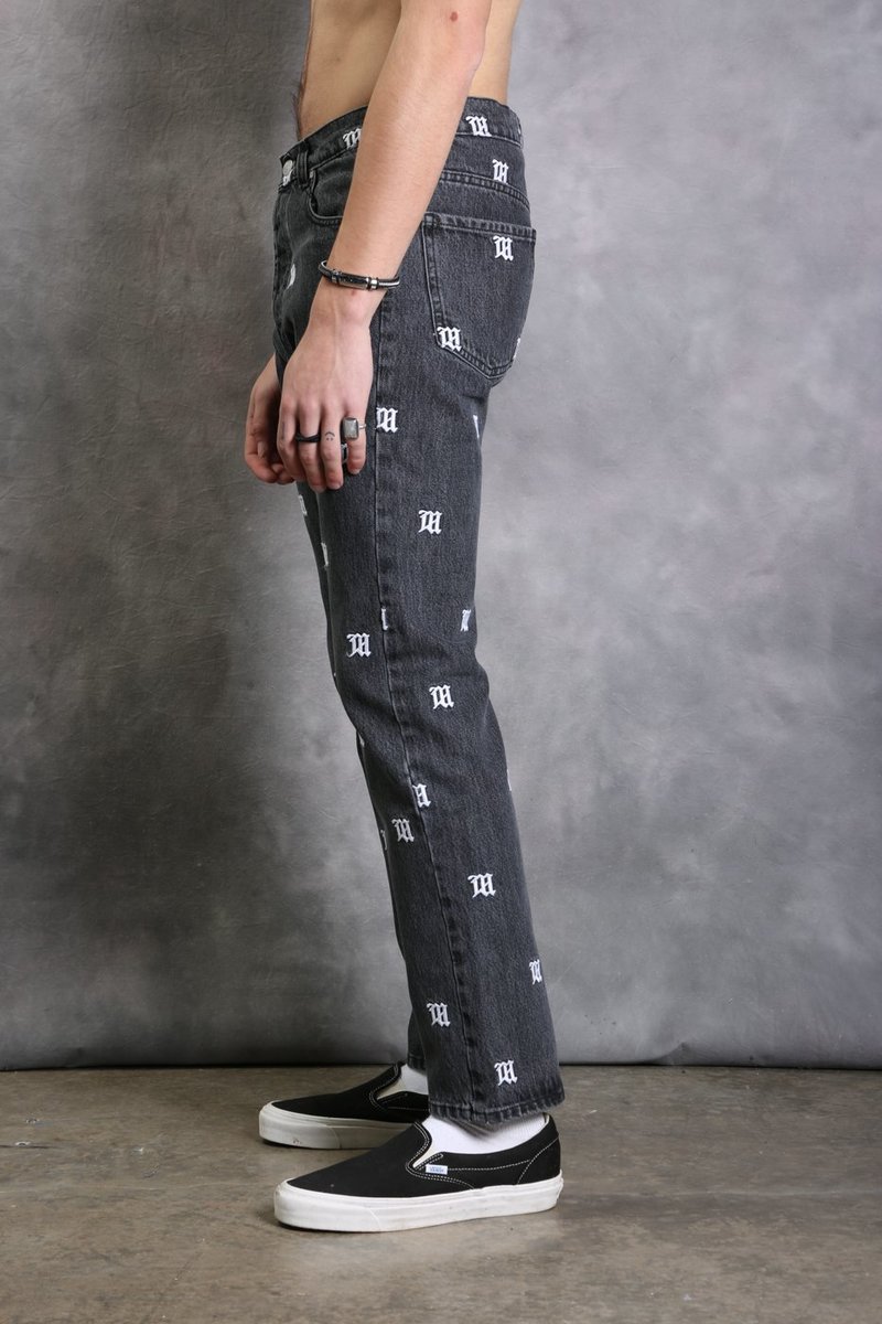 パンツ Misbhv denim Misbhv Monogram Denim Carpenter Trousers In Pale Blue | ModeSens