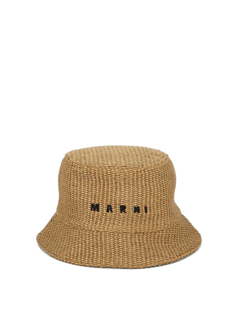 ハット Marni Raffia bucket hat with logo embroidery MARNI Raffia bucket hat with logo embroidery | Garmentory