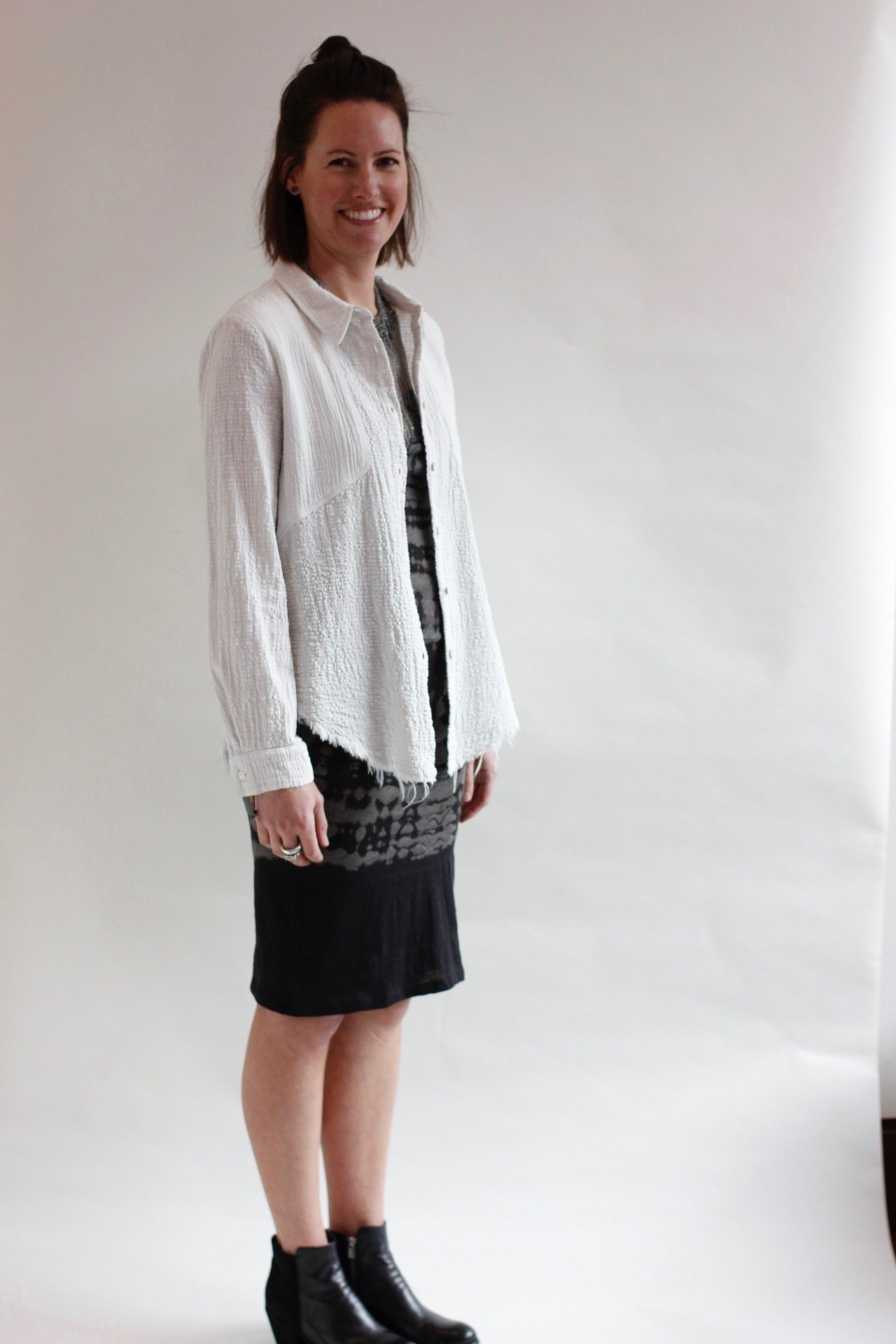 knee length dresses for ladies Raquel Allegra Marceline Dress Shibori Indigo – Thistle Hill main image 1