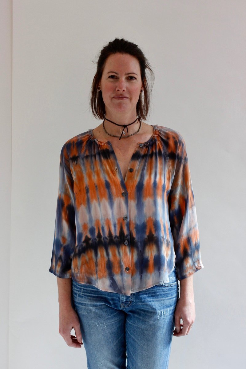 Raquel Allegra Raglan Silk Tie Dye Blouse Garmentory