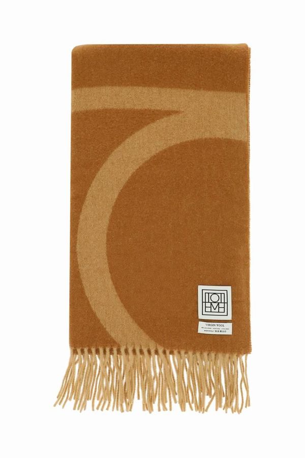 Écharpe En Laine TOTÊME Monogram Beige - Châle élégant Fabriqué En Italie