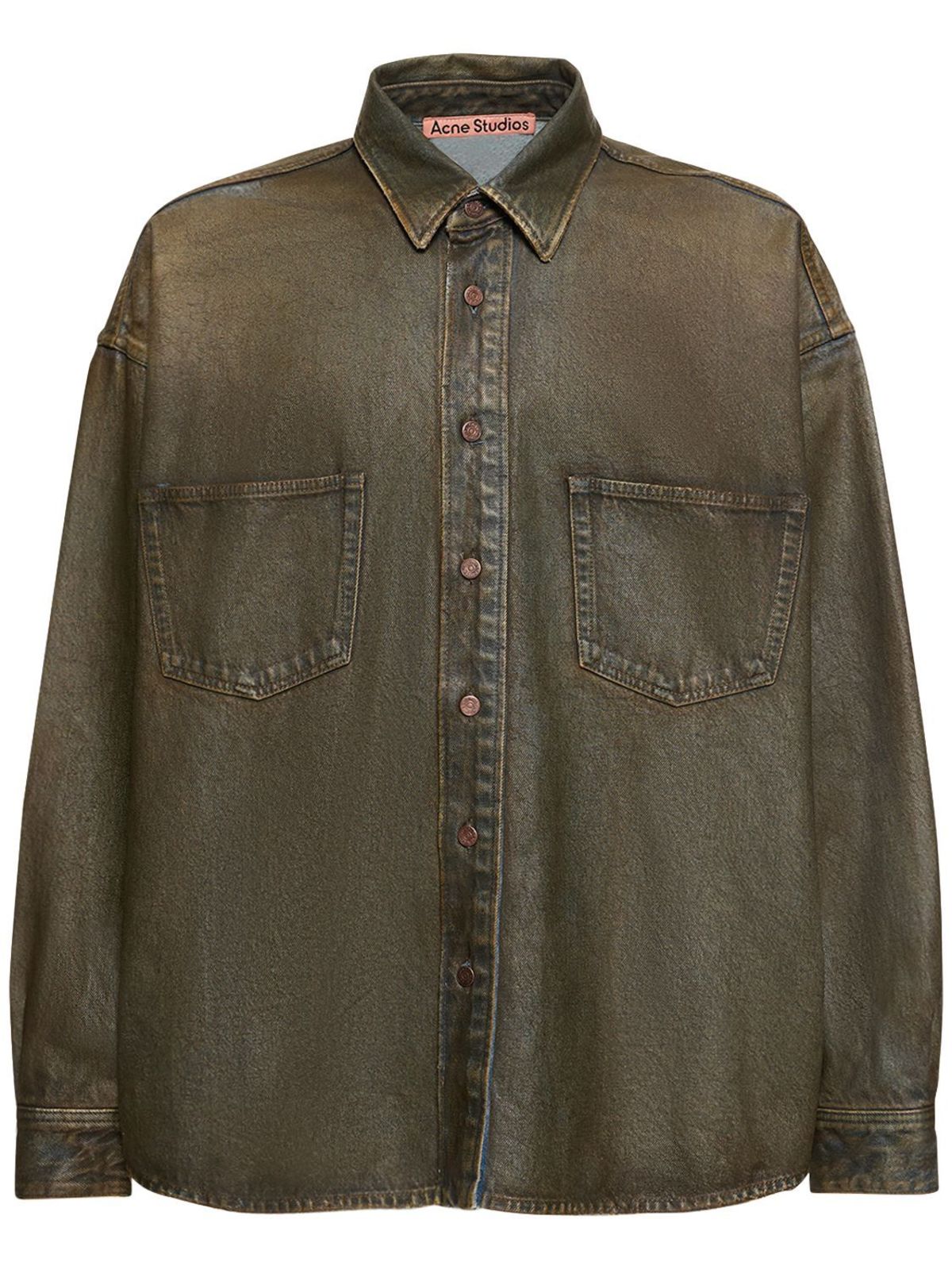 Acne Studios Sedir Dirty Coating Cotton Twill Shirt - Blue/Beige