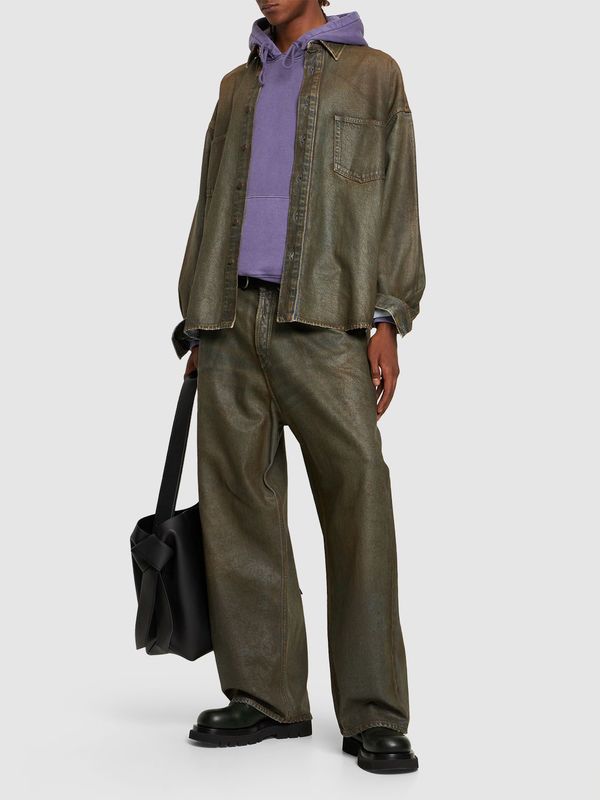Acne Studios Sedir Dirty Coating Cotton Twill Shirt - Blue/Beige