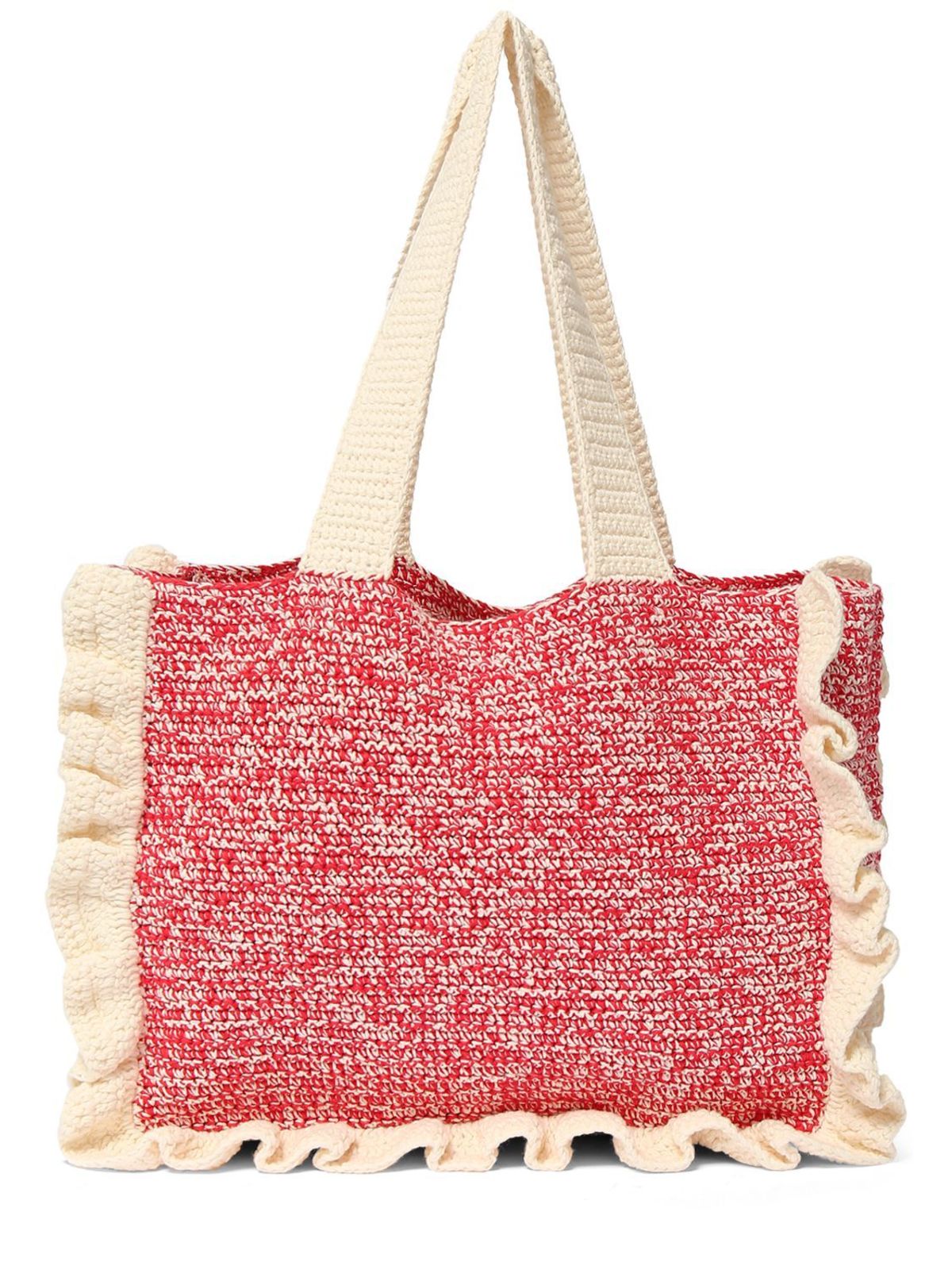 Ganni Cotton Crochet Ruffled Tote Bag - Egret | Garmentory