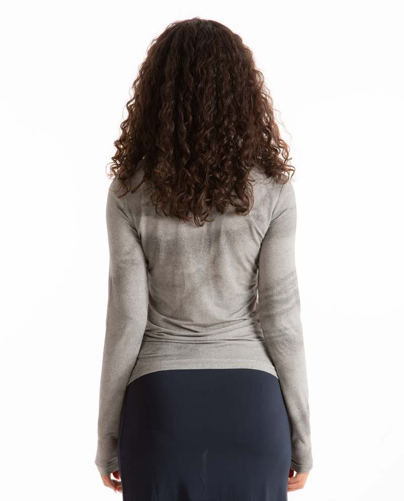 Paloma Wool ARCANGEL Printed Long Sleeve Top - Mid Grey