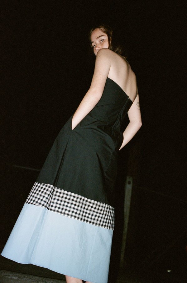 Caron Callahan Cotton Poplin with Hem Details Tham Dress - Black Caron Callahan Cotton Poplin with Hem Details Tham Dress - Black