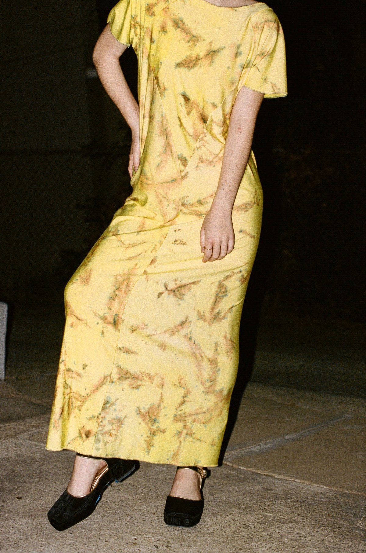 KAHLE V-Back Sheath Dress in Dye Yellow - Image 1 of 6