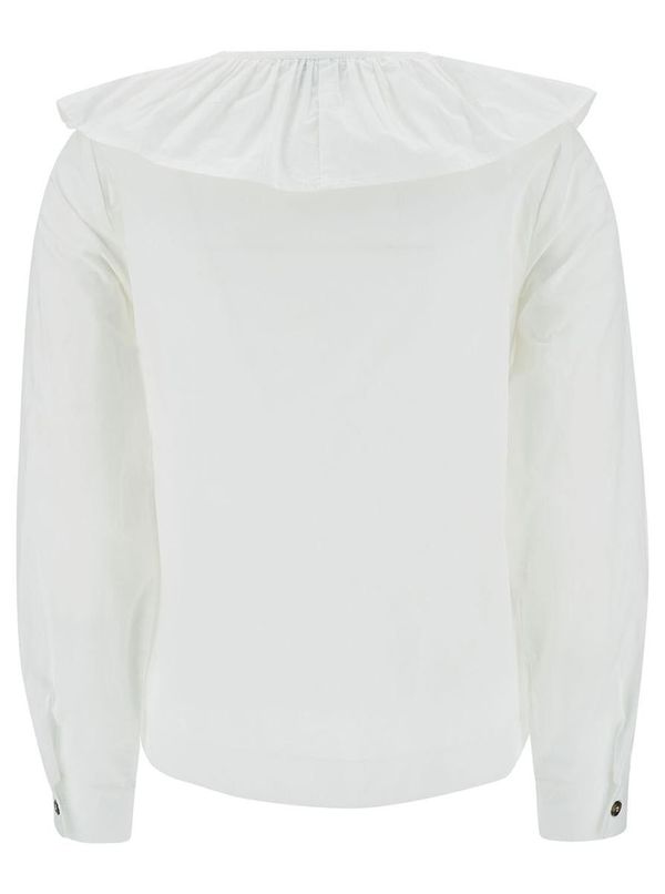 トップス Ganni Cotton Poplin V-neck Ruffle Blouse Cotton Poplin V-neck Ruffle Blouse