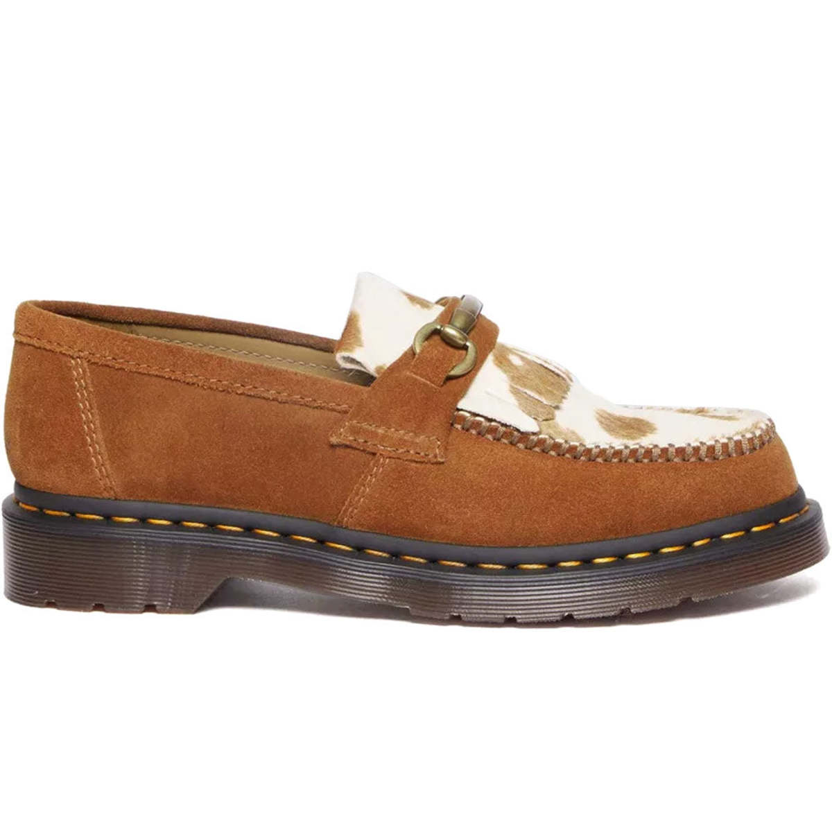 NEW ADRIAN SNAFFLE PECAN BROWN JERSEY COW PRINT KILTIE HAIR-ON LOAFERS Dr. Martens Adrian Snaffle Hair-On Cow Print Kiltie Loafers  main image 3