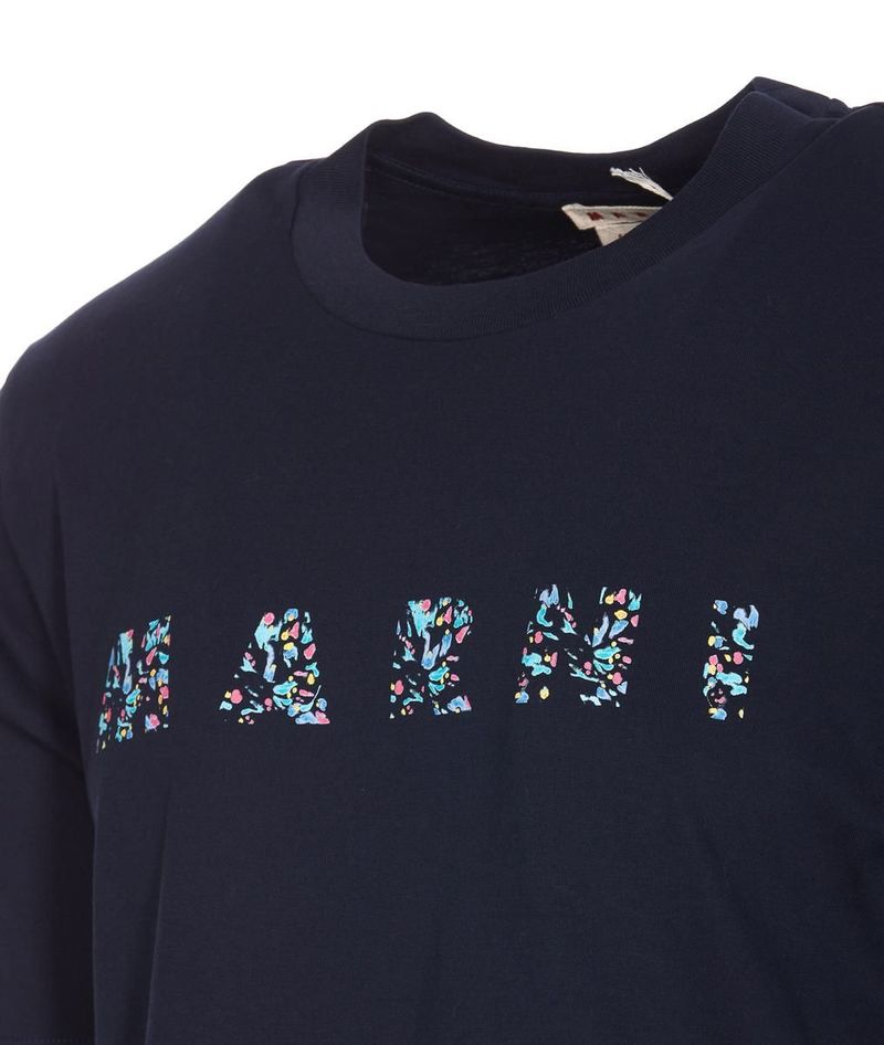 【関税&送料込】Marni T-shirts and Polos Black Marni logo-appliqué Cotton T-shirt | Black | FARFETCH