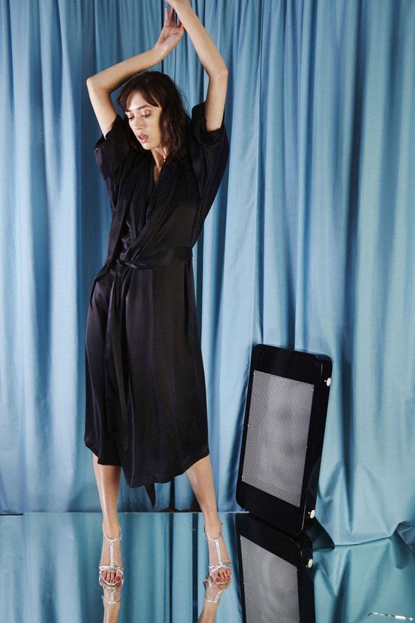 Miss Crabb Bedcoat Slick Black on Garmentory