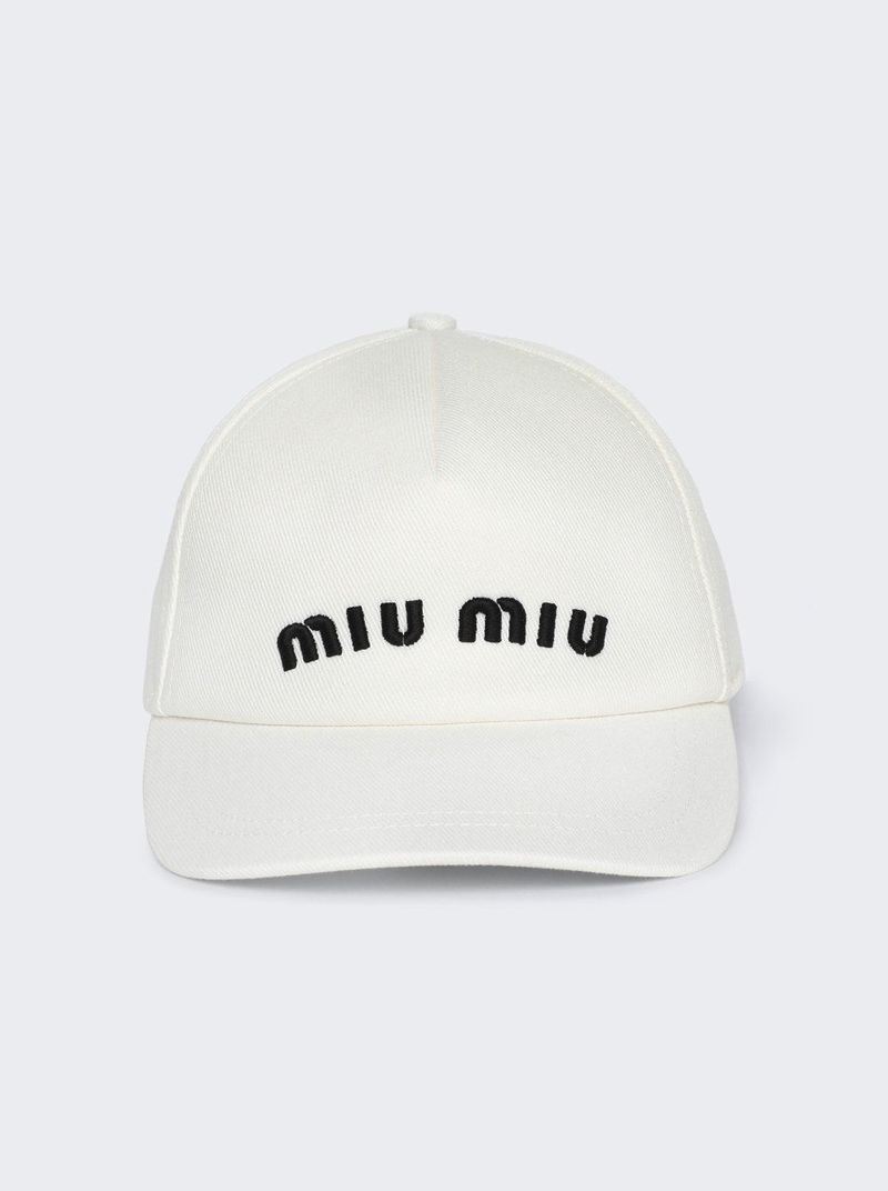 【Miu Miu】Drill Logo-Embroidered Cap ベースボールキャップ MIU MIU Drill Baseball Cap - White | Garmentory