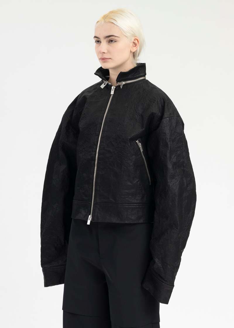 Heliot Emil STIFF LEATHER JACKET - BLACK | Garmentory