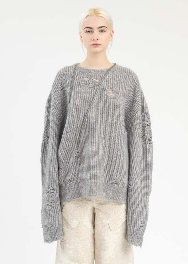 HELIOT EMIL DISTRESSED CARDIGAN グレー Heliot Emil DISTRESSED CARDIGAN - DARK GREY | Garmentory