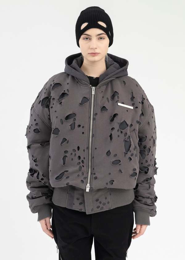 Heliot Emil PNEUMATIC BOMBER JACKET - DARK GREY | Garmentory