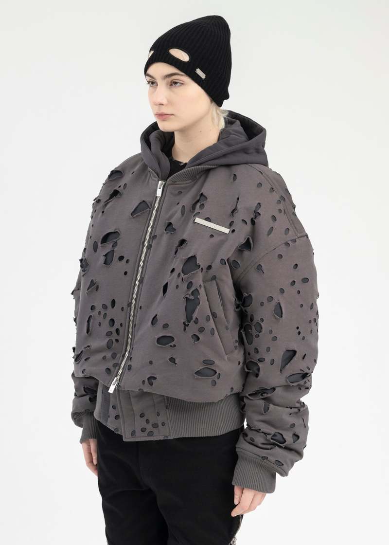 Heliot Emil PNEUMATIC BOMBER JACKET - DARK GREY | Garmentory