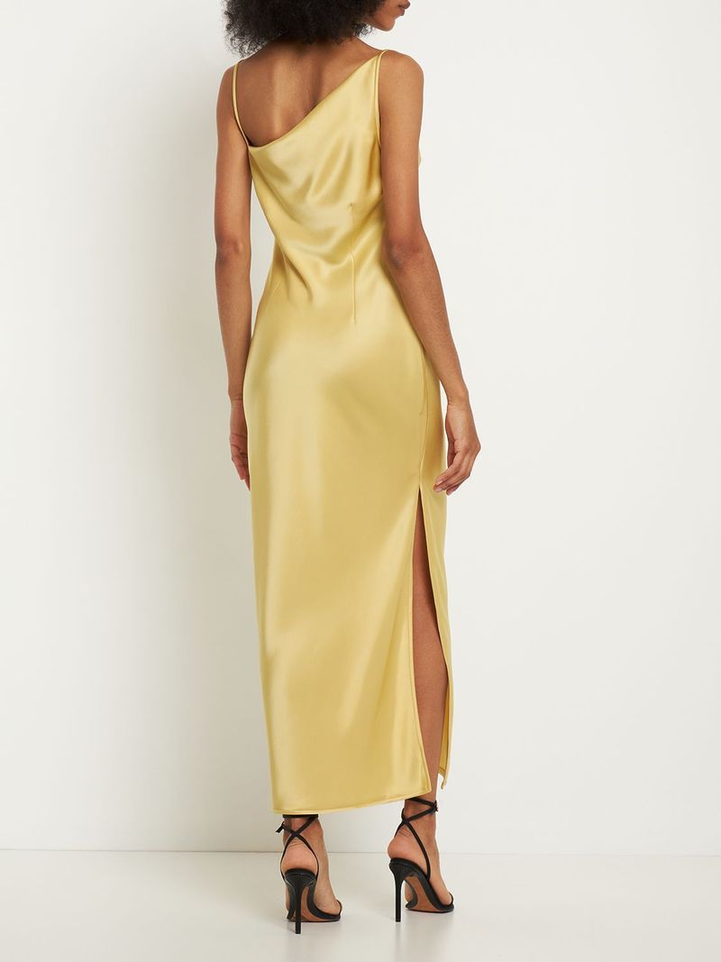 Nanushka Lennie Satin Midi Dress - Yellow | Garmentory