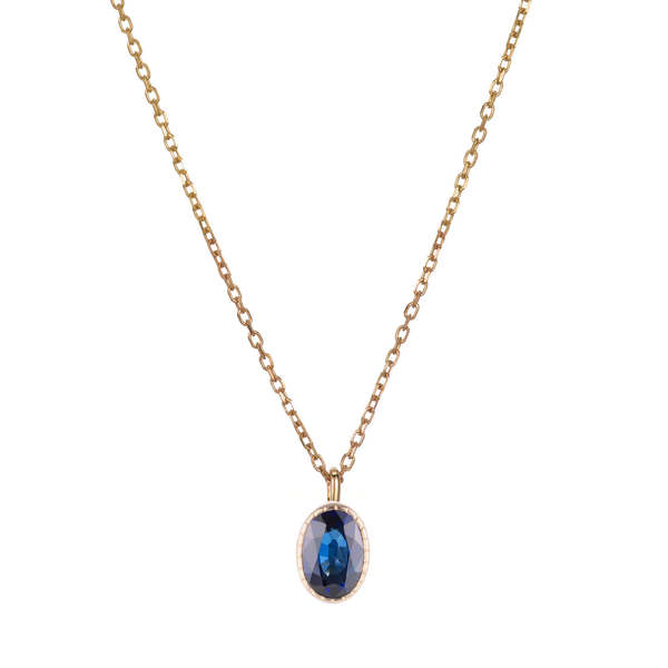 Jennie Kwon Designs Oval Blue Sapphire Wisp Necklace - 14K Yellow Gold