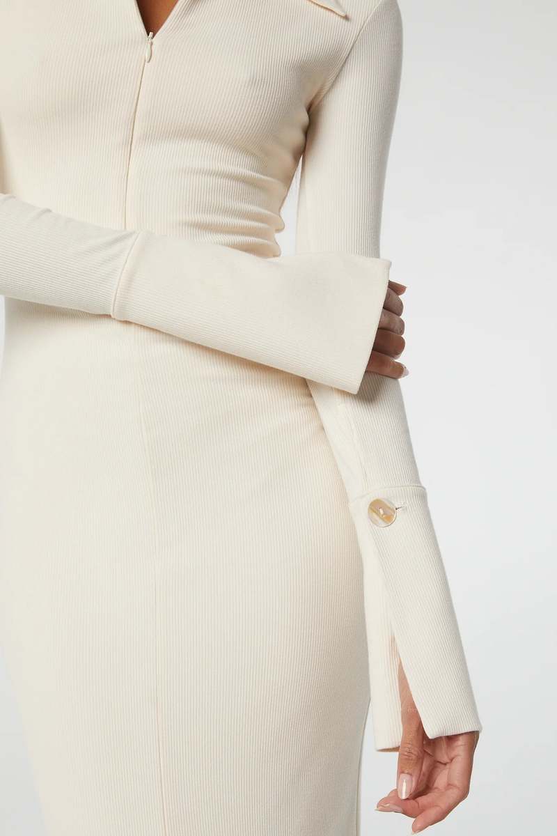 casual a line dress with sleeves Elegant Long Sleeve A-Line Midi Dress for Women  Soft Stretch Fabric   FineLook