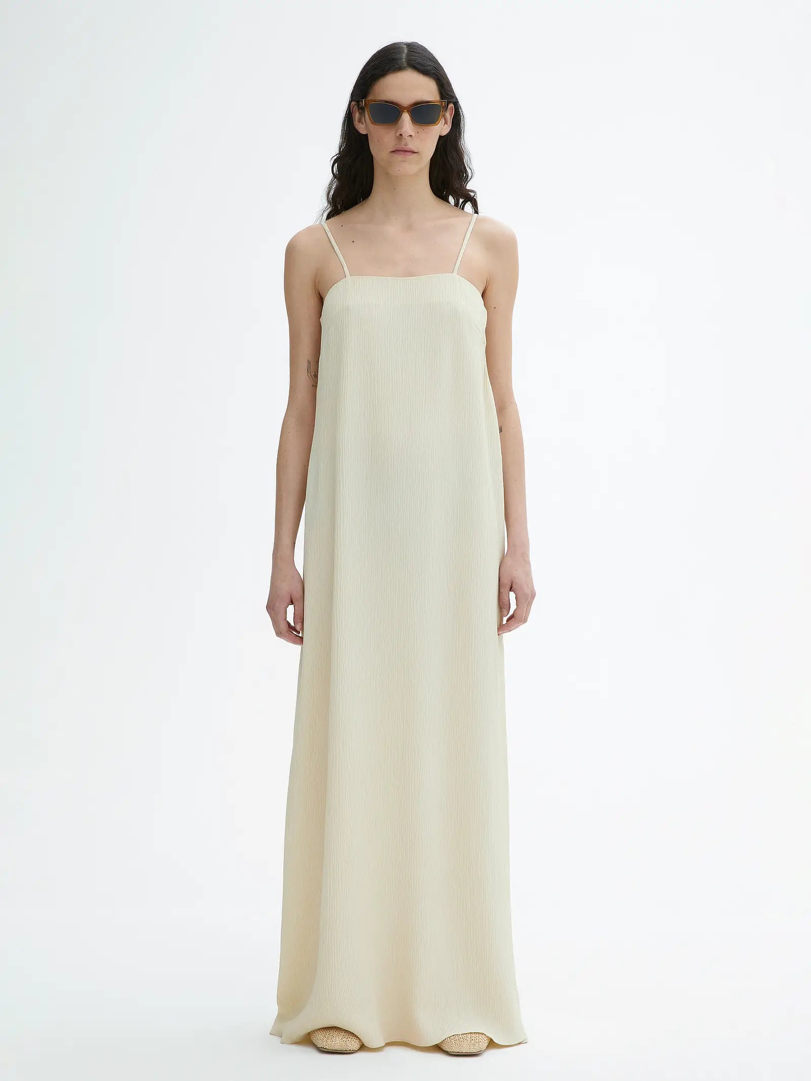 House of Dagmar Crinkled Tube Dress - Marzipan White