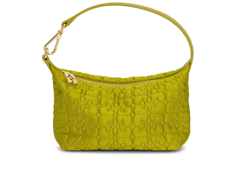 GANNI Green Small Butterfly Pouch Satin Bag GANNI