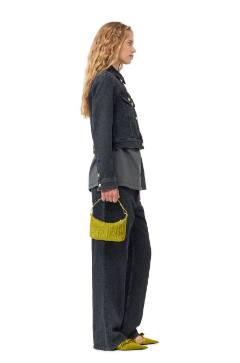 Ganni Butterfly Small Pouch Satin Bag - Olive Drab | Garmentory
