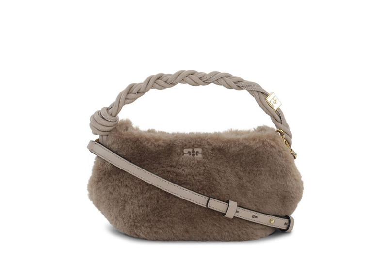 Ganni Bou Bag Mini Fluffy - Light Oyster Grey | Garmentory