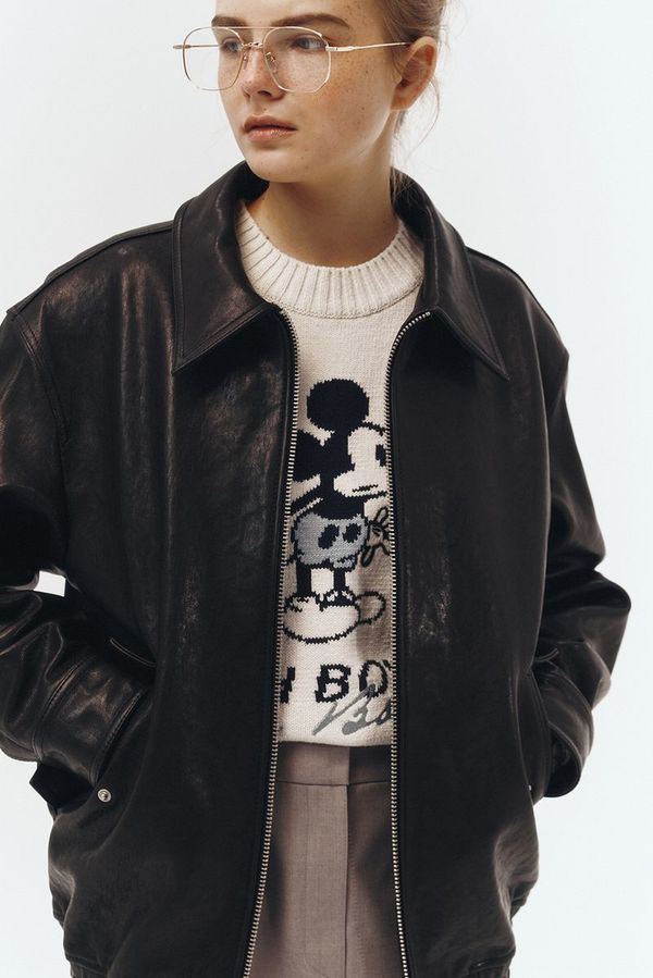 ジャケット・アウター 70s 80s ITALY design leather blouson 70s 80s Vtg Brown Leather Jacket Futuristic Snap Button Pleat