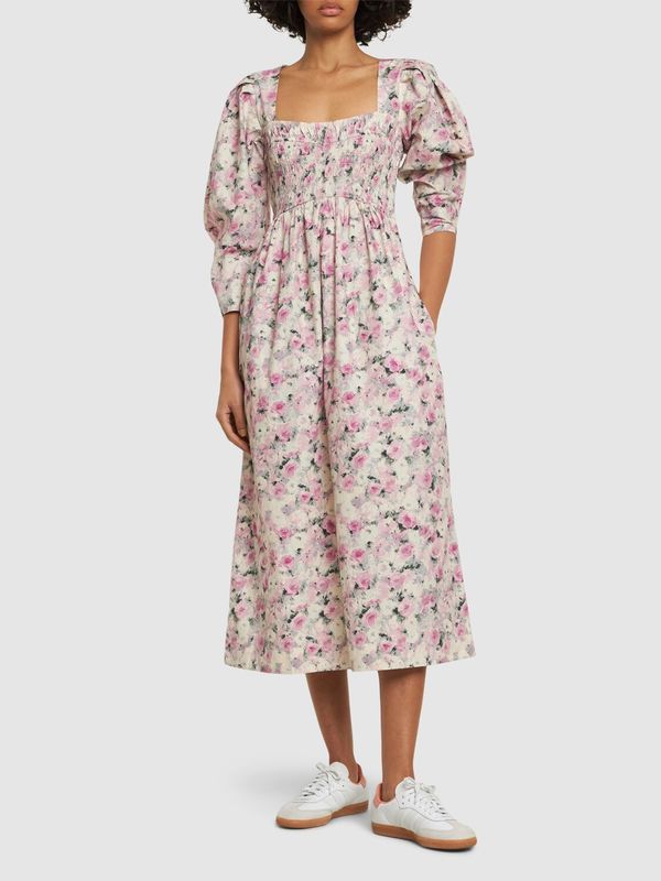 ganni smocked maxi dress GANNI White Smocked Maxi Dress GANNI