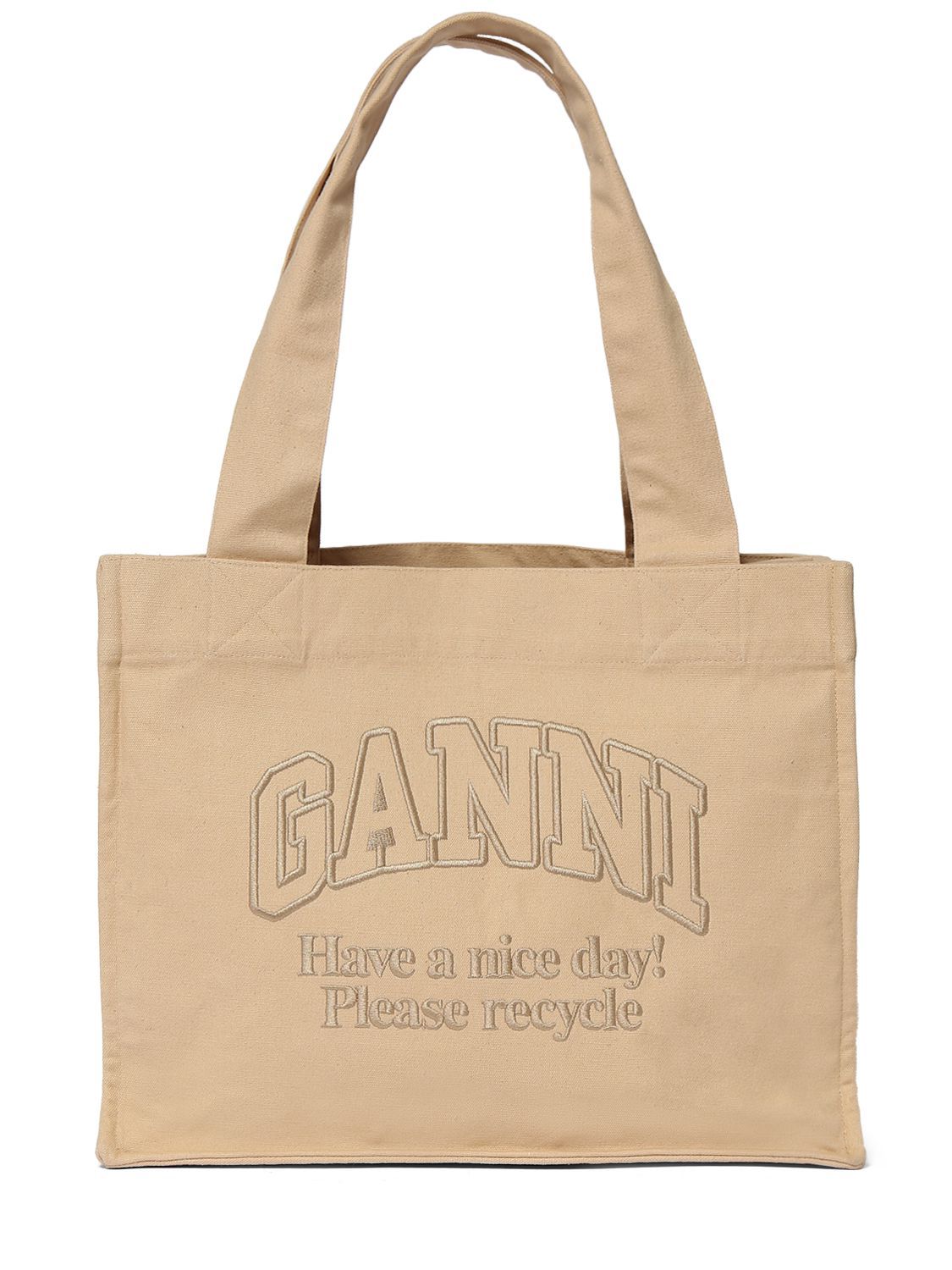 トートバッグ GANNI - ORGANIC COTTON LARGE TOTE BAG Phantom Black XXL Canvas Tote Bag | GANNI