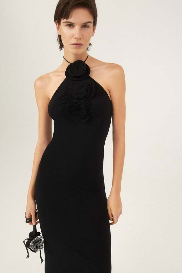magda butrym black dress Magda Butrym Strapless Draped Maxi Dress in Black
