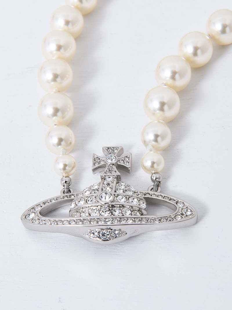 Vivienne Westwood ONE ROW PEARL BAS RELIEF - PLATINUM