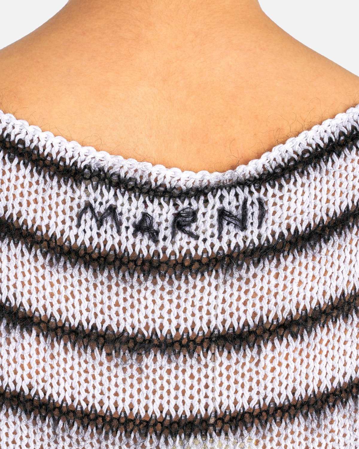 Marni Bicolor Brushed Stripes Roundneck Sweater - Lily White