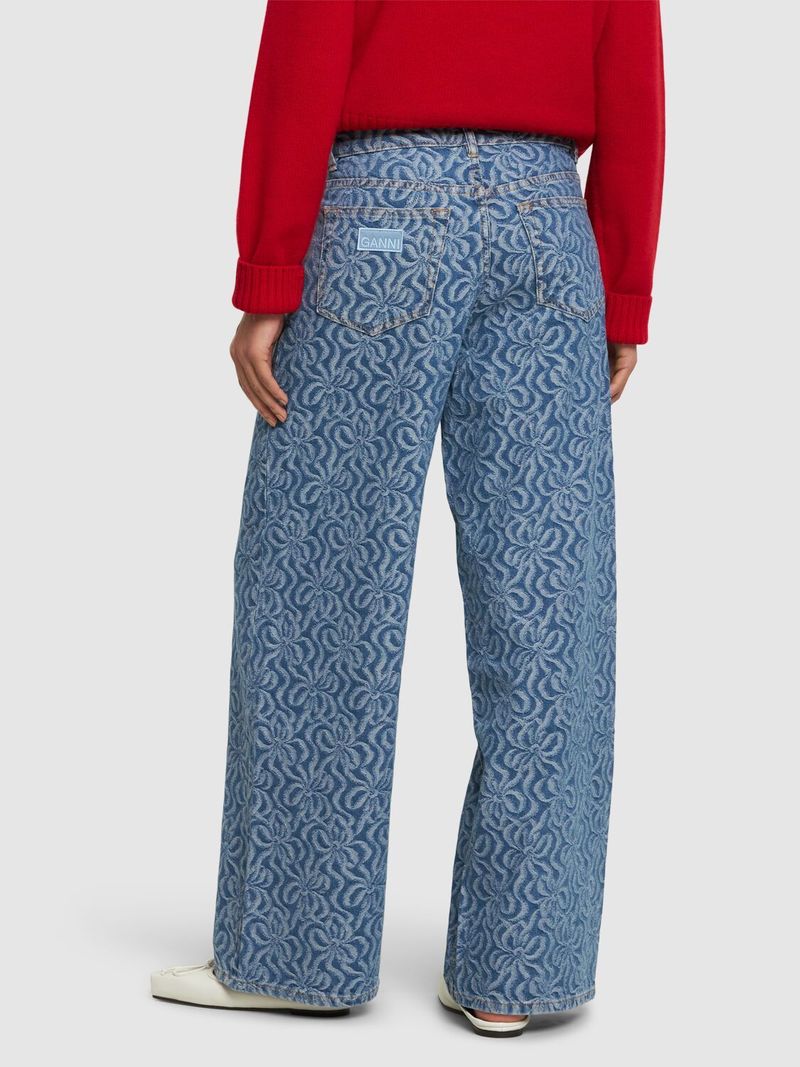 GANNI　Jacquard Denim Wide Pants Ganni Jacquard Cotton Denim Wide Pants - Blue | Garmentory