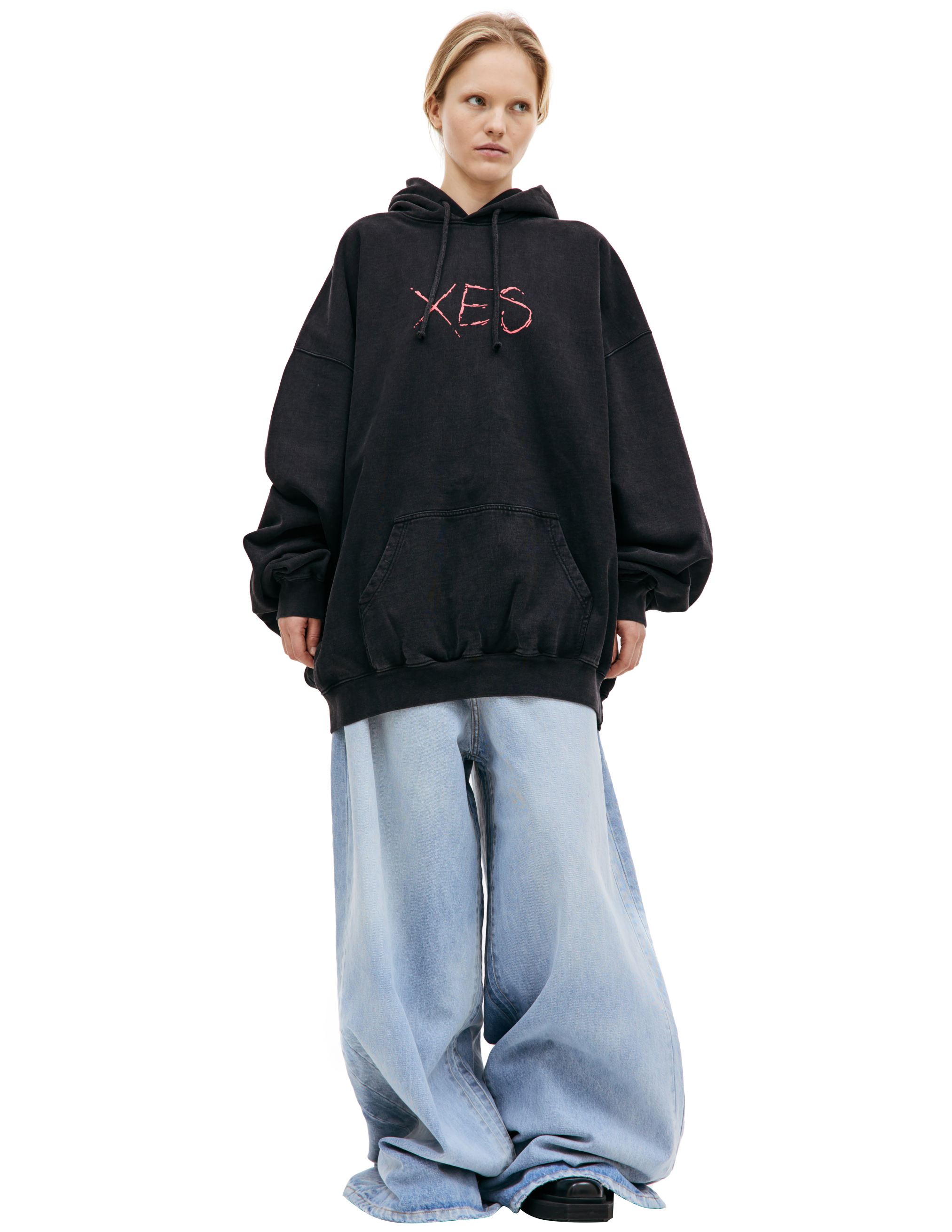 VETEMENTS / XES PRINTED HOODIE/プルオーバーパーカー/プリント/XS/コットン/BLK Vetements XES printed hoodie - Black | Garmentory